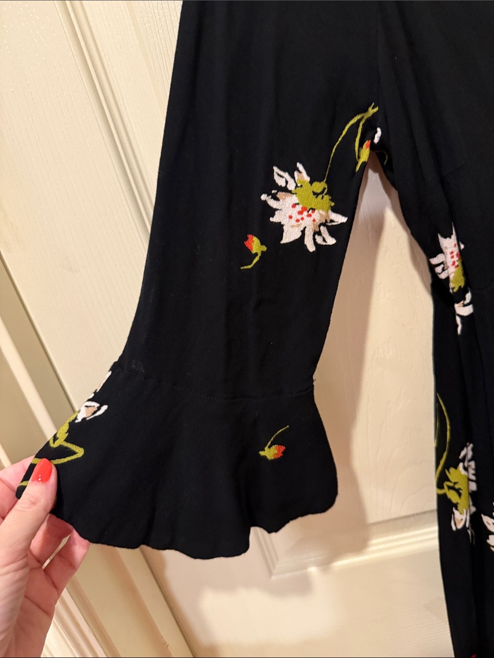Free People Time On Side black floral mini wrap dress, medium - Picture 6 of 9
